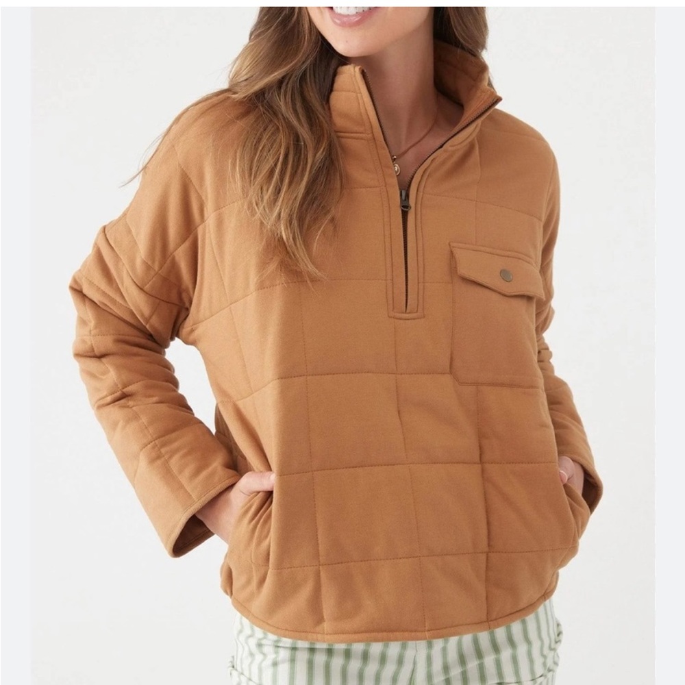 O'Neill Mable Quilted Pullover Jacket Quarter Zip color chipmunk